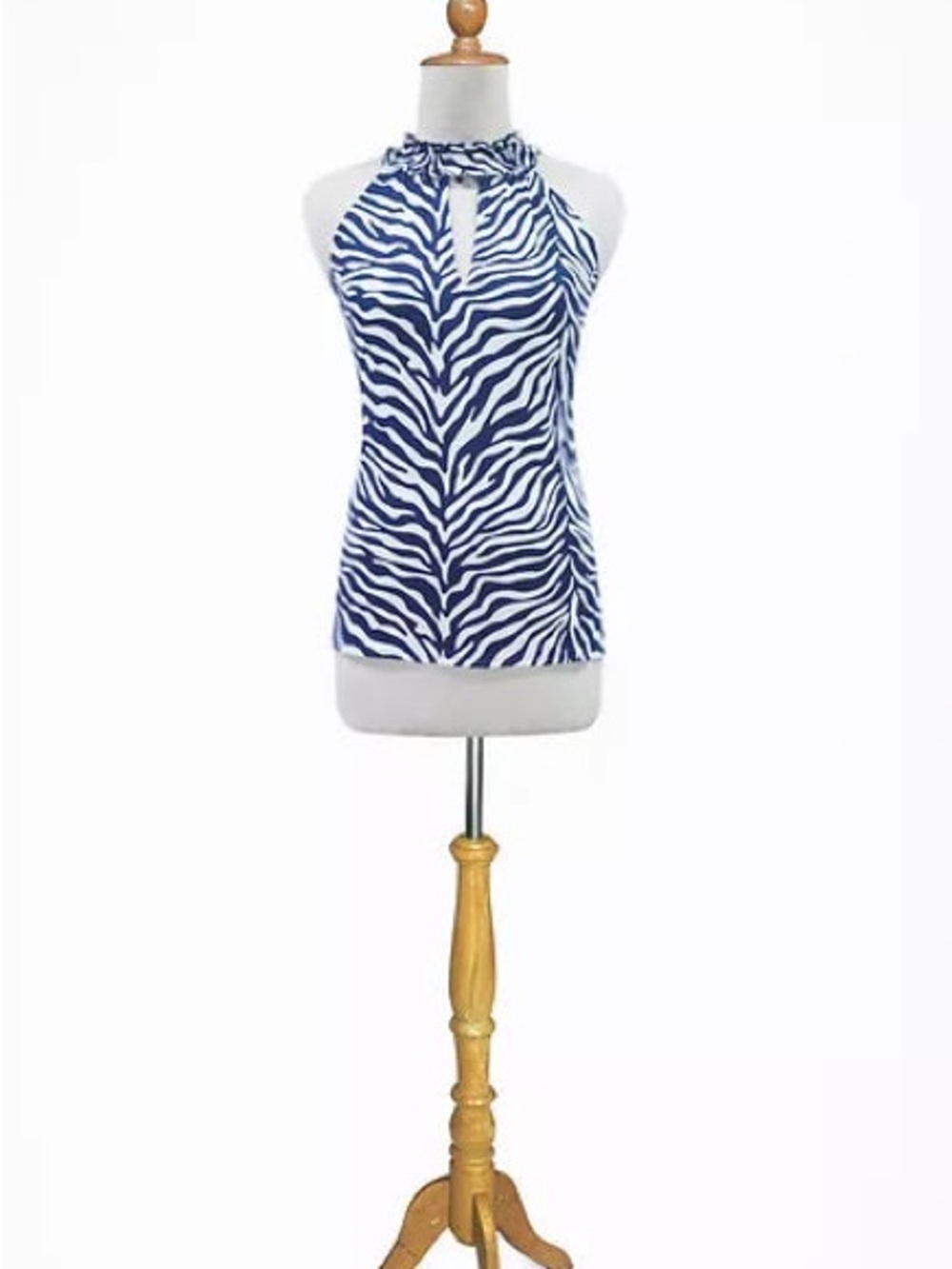 Blue Zebra Print Halter Camisole - Women's